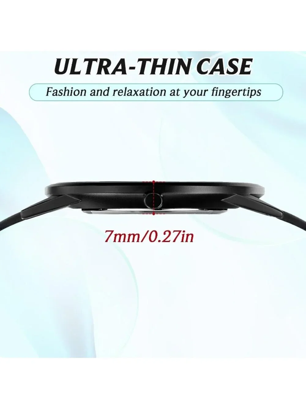Unisex Blue Black Ultra-Thin Minimalist Waterproof Fashion Leather Band Watch